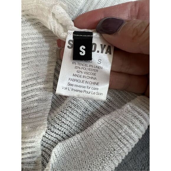 Revolve SER.O.YA Sweater Womens Sz S White Piper Turtleneck Ribbed Sheer Linen - Picture 6 of 14